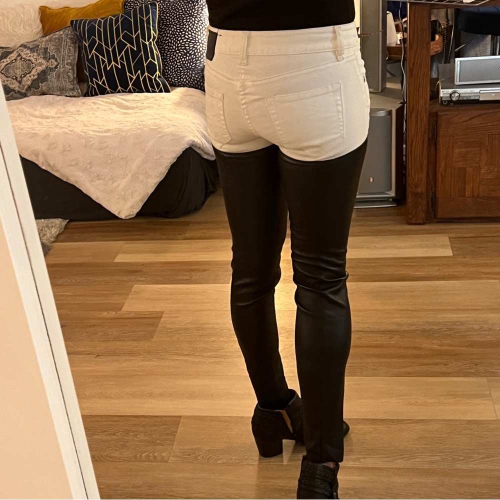 R13 Ultra Rare Chaps sz 26 WHITE denim and LAMBSKIN jeans - Picture 3 of 7